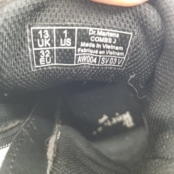 Dr. Martens Doc Combs J Combat Lace Up Boots Canvas Zip Black Youth Kids Size 1 - Picture 9 of 9